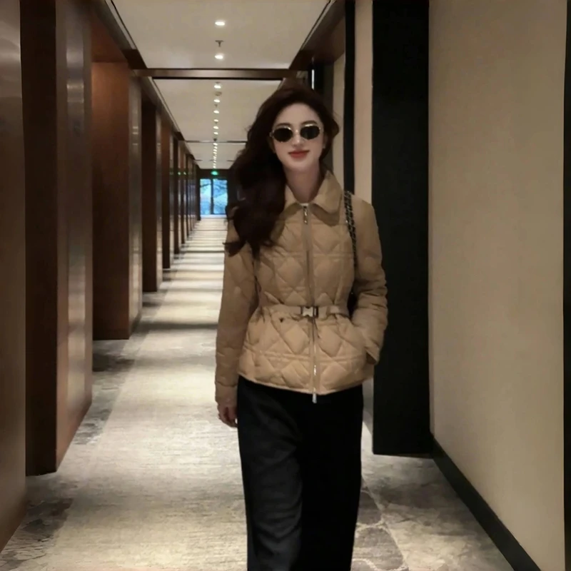 YUANKEYI  鹅绒服经典绗缝外套菱格鹅绒服