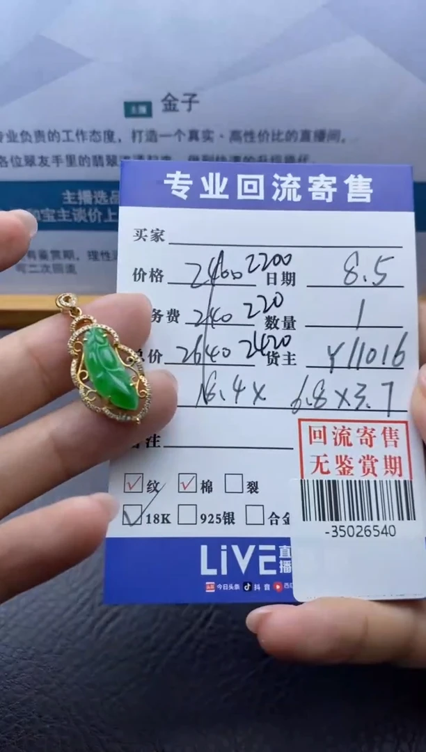 【闪购商品】翡翠颈饰18K金镶嵌多人-35026540