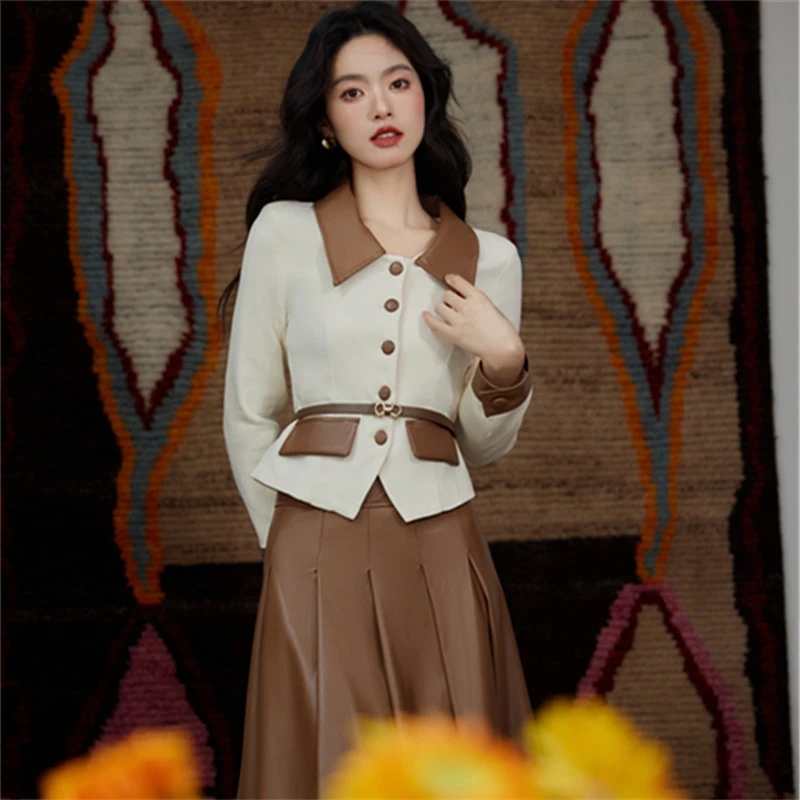 秋冬美拉德穿搭一整套又a又飒显瘦套装轻熟高级感裙子两件套9099