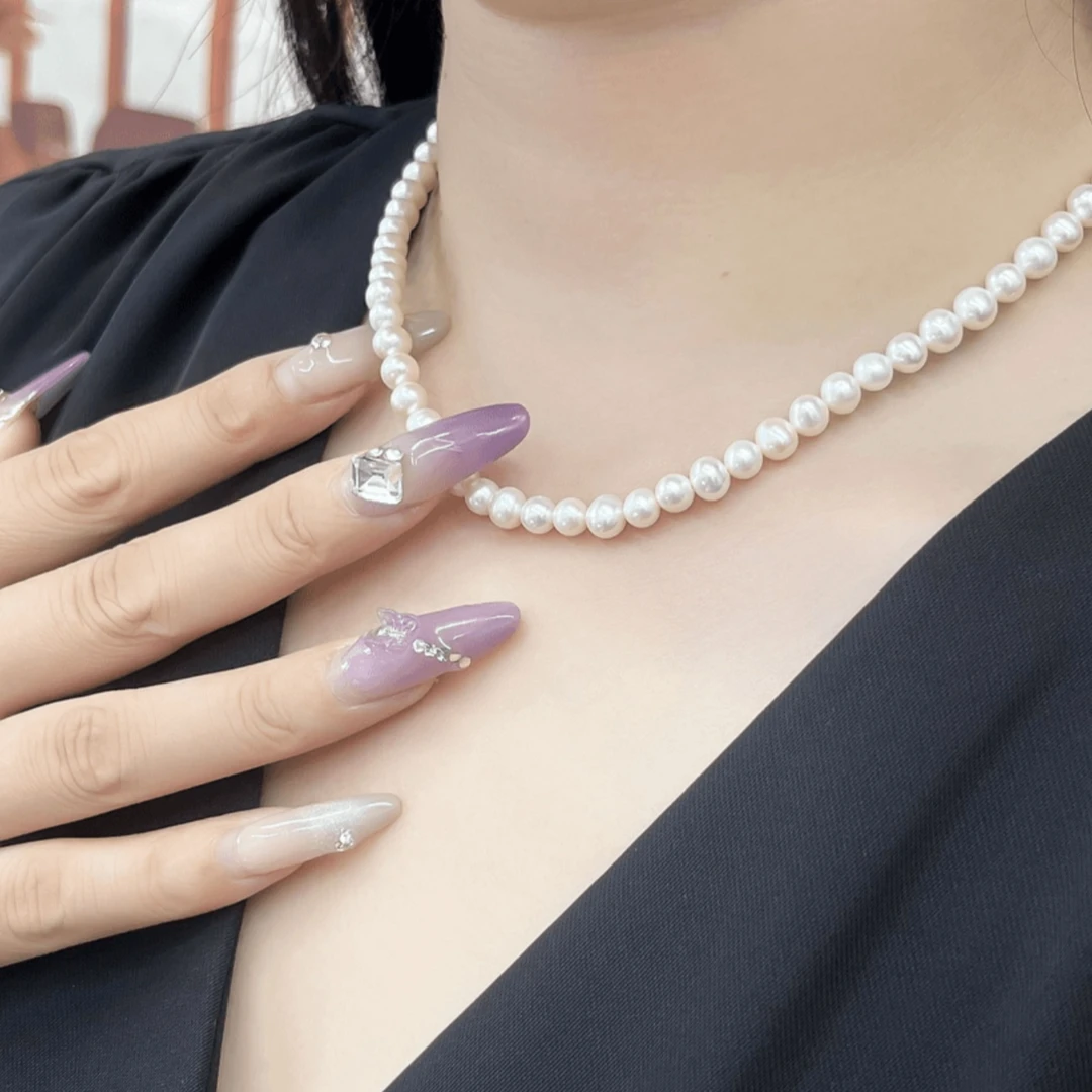 天然淡水珍珠 S925银 5.5~6.5mm项链强光 时尚 仙女 经典 气质