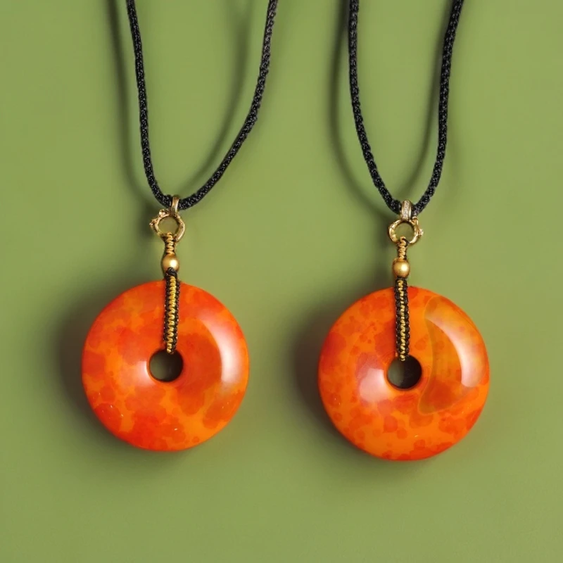 藏洪花玛瑙平安扣A28-101赠绳礼盒(多样性发其一)