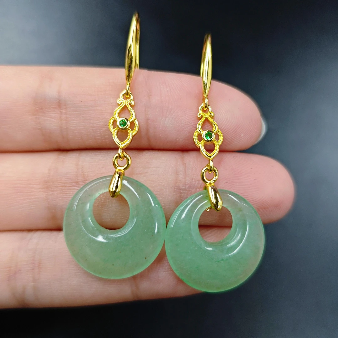 东陵玉面包圈耳环A28-165赠礼盒(多样性发)