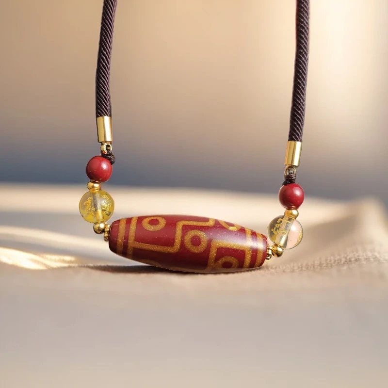 天然辰砂朱砂九眼吊坠H05-08赠绳礼盒(多样性发）