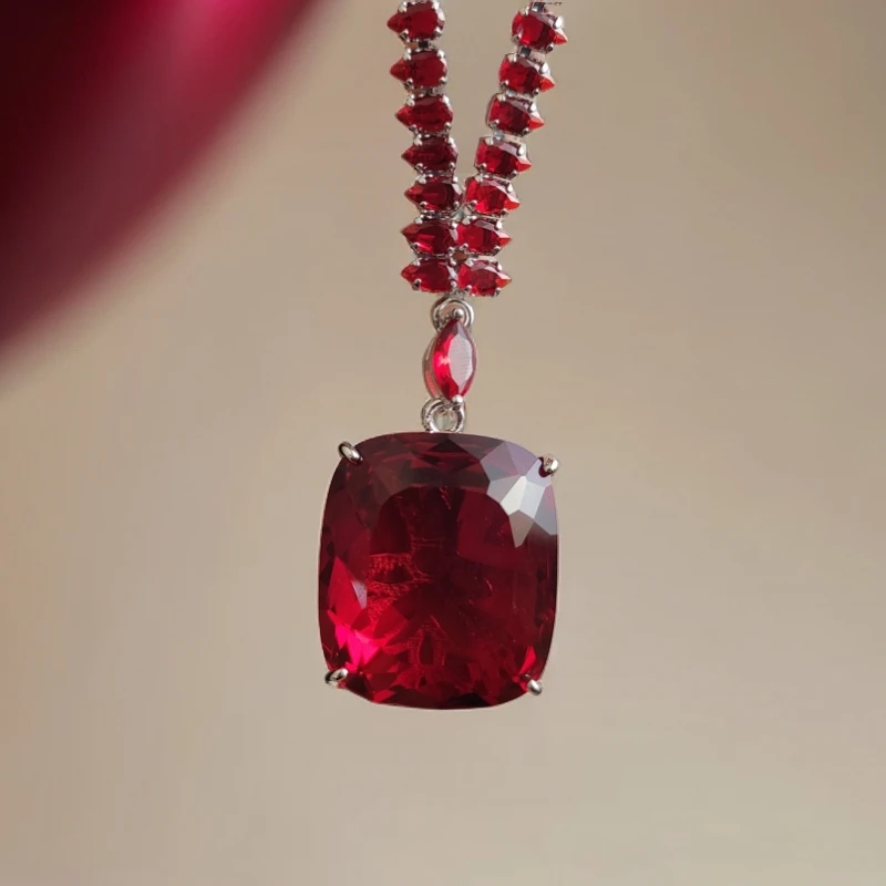 红宝石培育贵气项链B30-35赠礼盒(多样性发)
