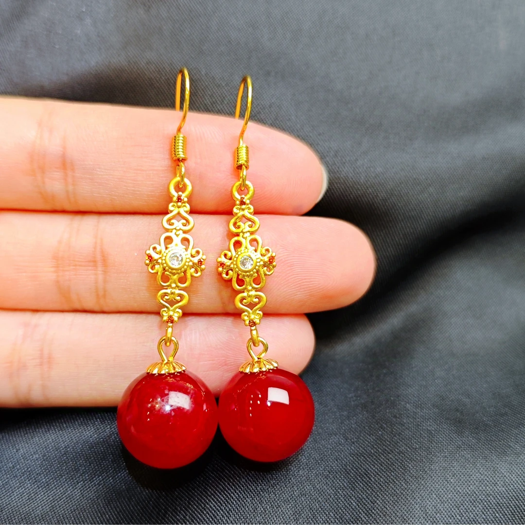 雪域红景天玛瑙耳饰C02-25赠礼盒(多样性发其一)