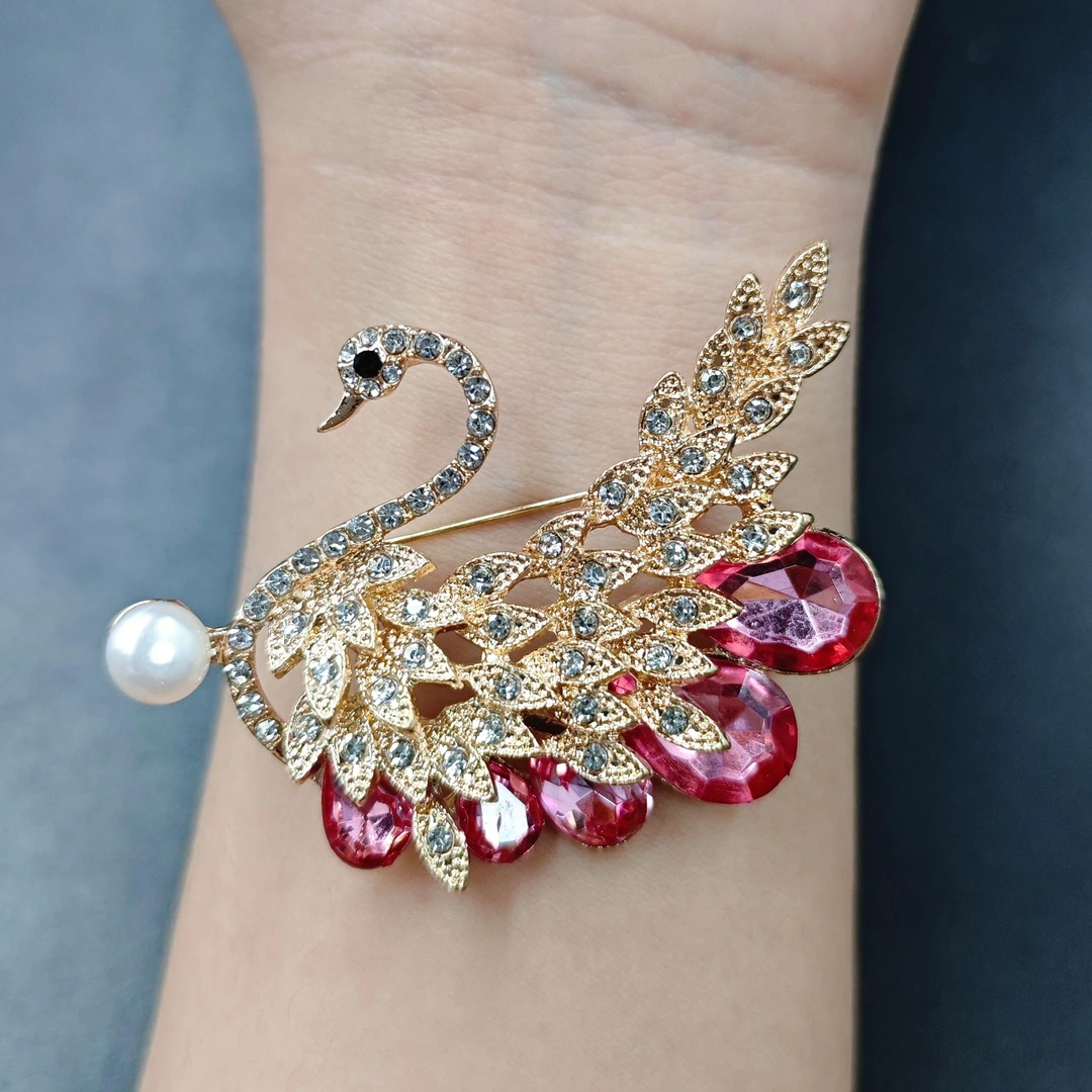 珍珠天鹅胸针C01-203赠礼盒(多样性发)