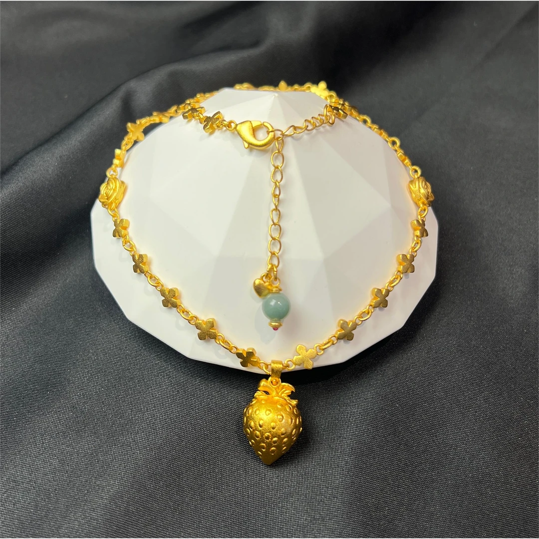 翡翠珠子草莓项链F577赠礼盒(多样性发)