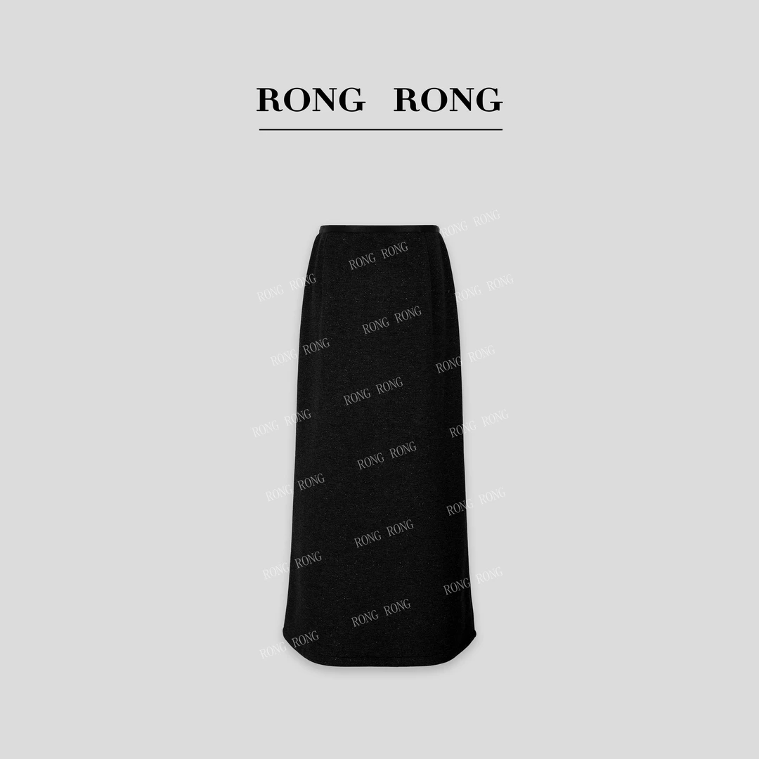 溶溶【星光焦点】RONGRONG 绵羊毛混纺亮片针织加绒直筒半裙7815