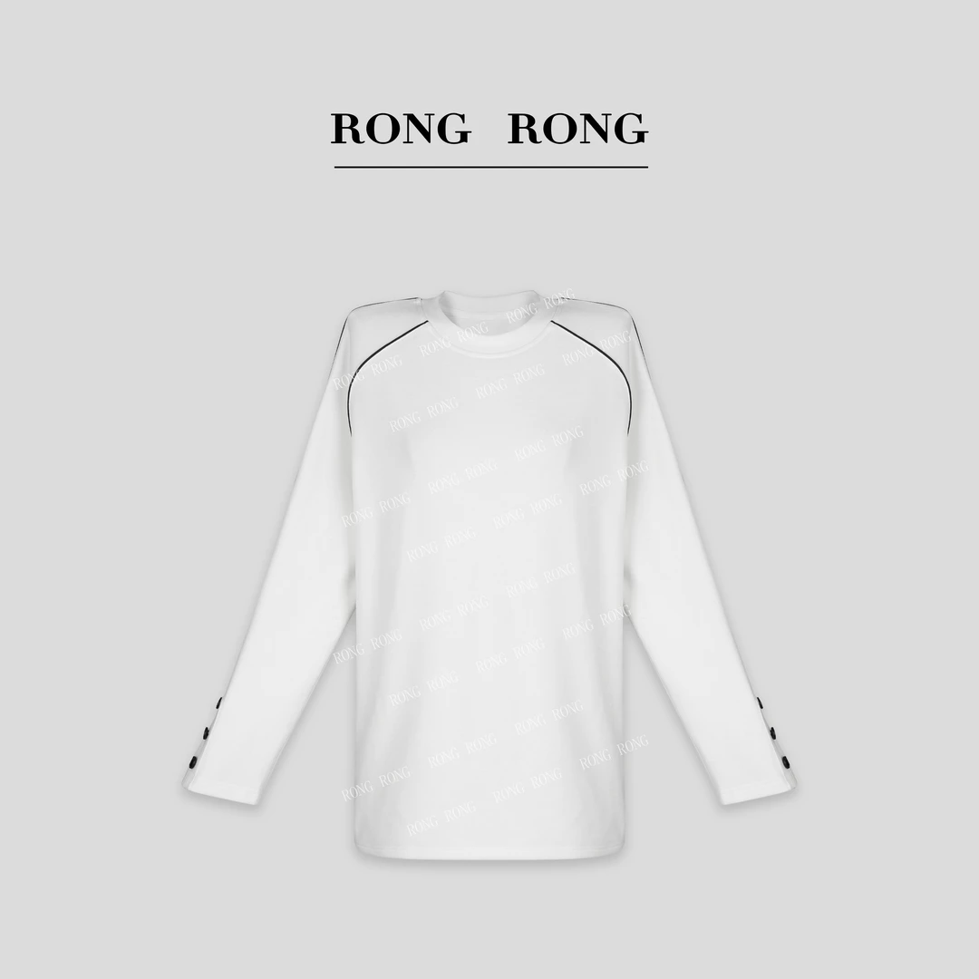 溶溶【晚星月下】RONGRONG 莱赛尔圆领撞色宽松显瘦T恤Z-B8965949