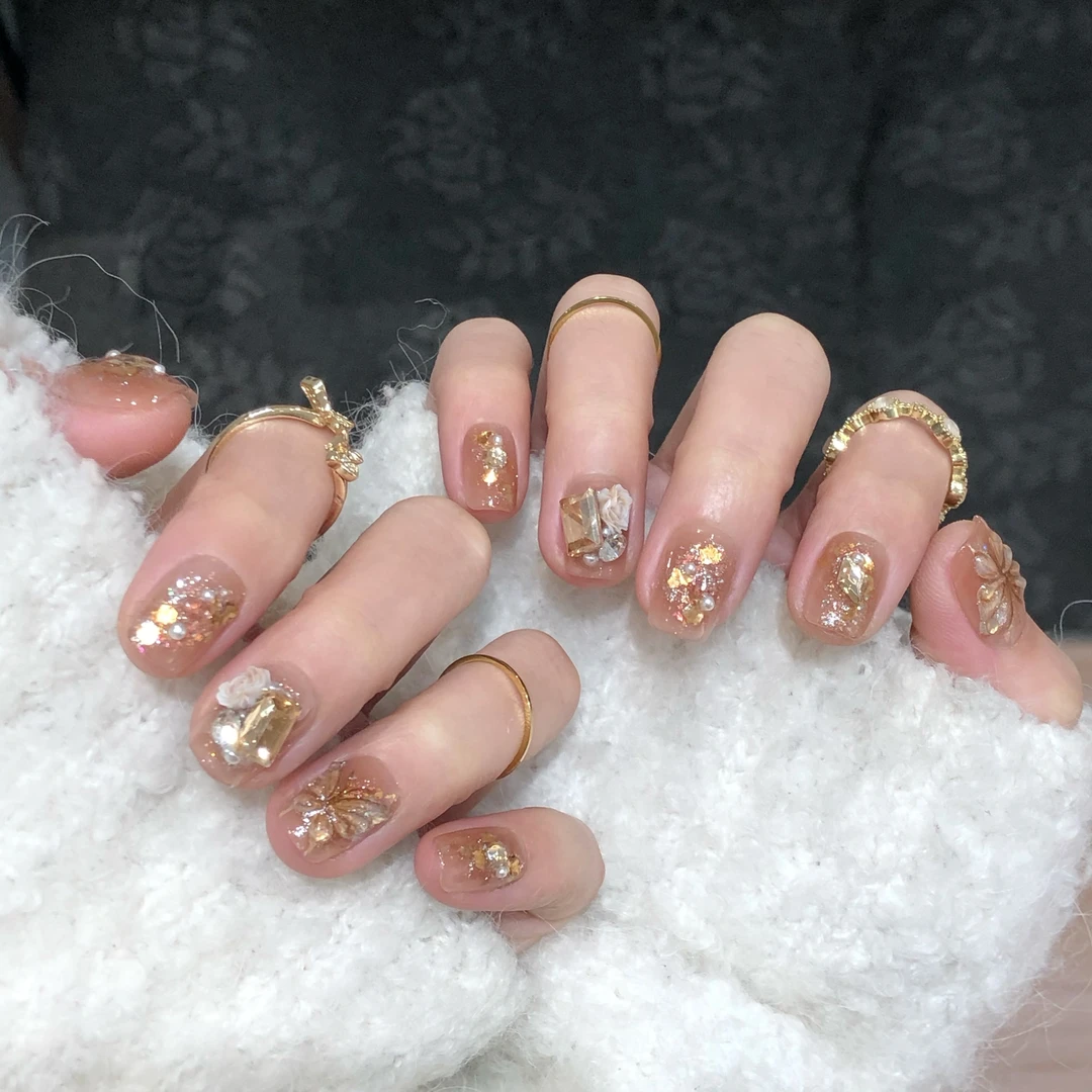 喵公子【蝶扰花期】纯手工穿戴甲可拆卸美甲光疗甲