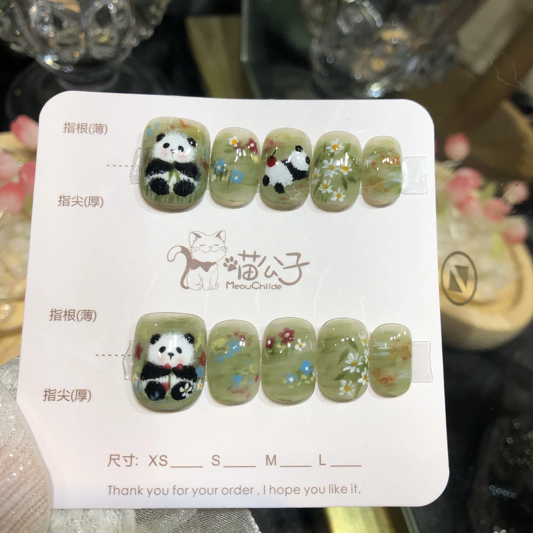 喵公子【莫奈花花】【设计师款】纯手工穿戴甲可拆卸美甲光疗甲