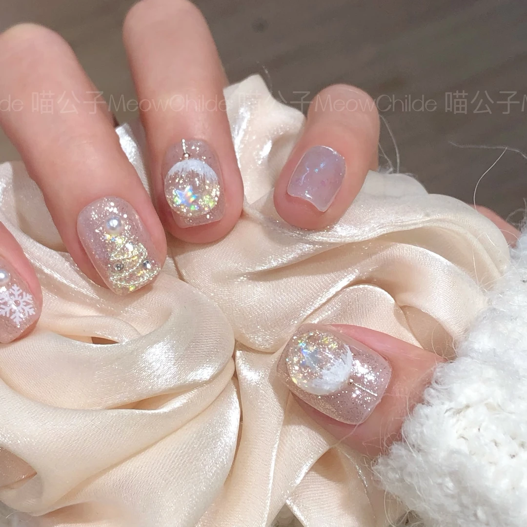 喵公子【冬日来信】【设计师款】喵公子纯手工穿戴甲可拆卸美甲光疗甲