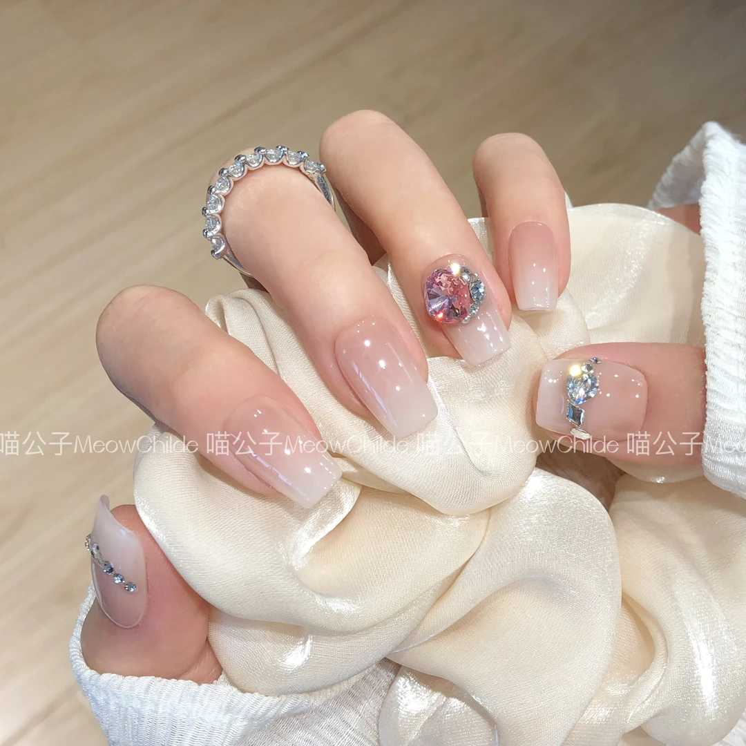 喵公子【心语星愿】【施家全华钻】纯手工穿戴甲可拆卸美甲光疗甲