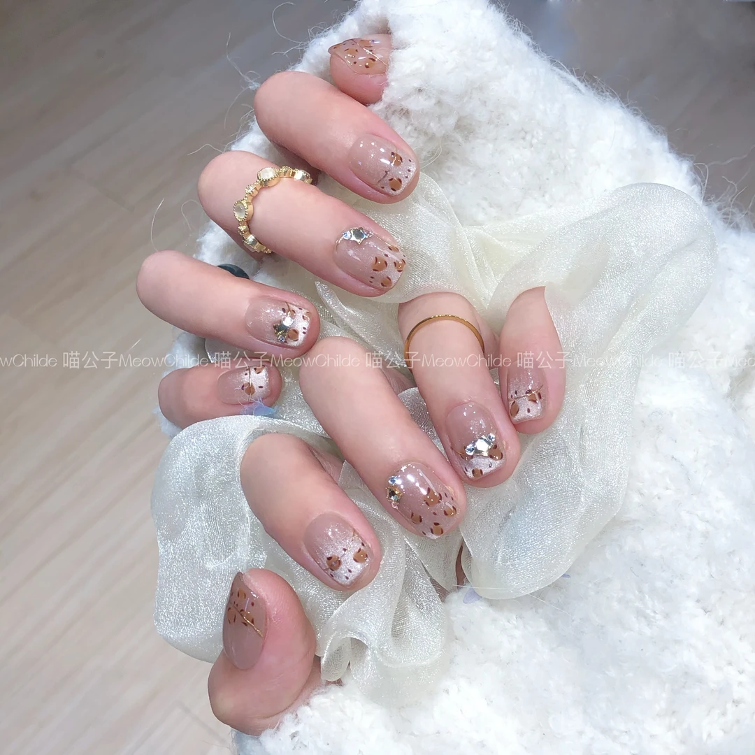 喵公子【豹走萝莉】纯手工穿戴甲可拆卸美甲光疗甲