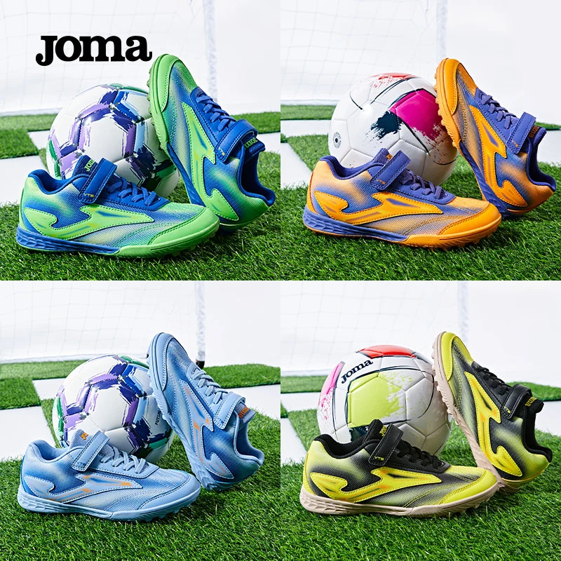 JOMA夏季新款透气网面儿童TF碎钉足球鞋魔术贴少年青训足球训练鞋
