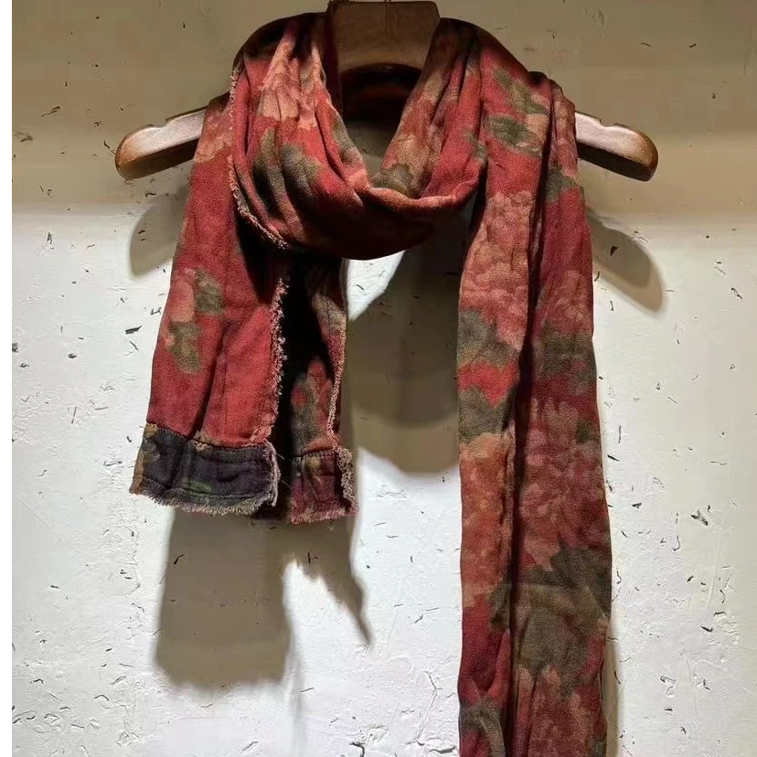 初米分享原创双层小花围巾