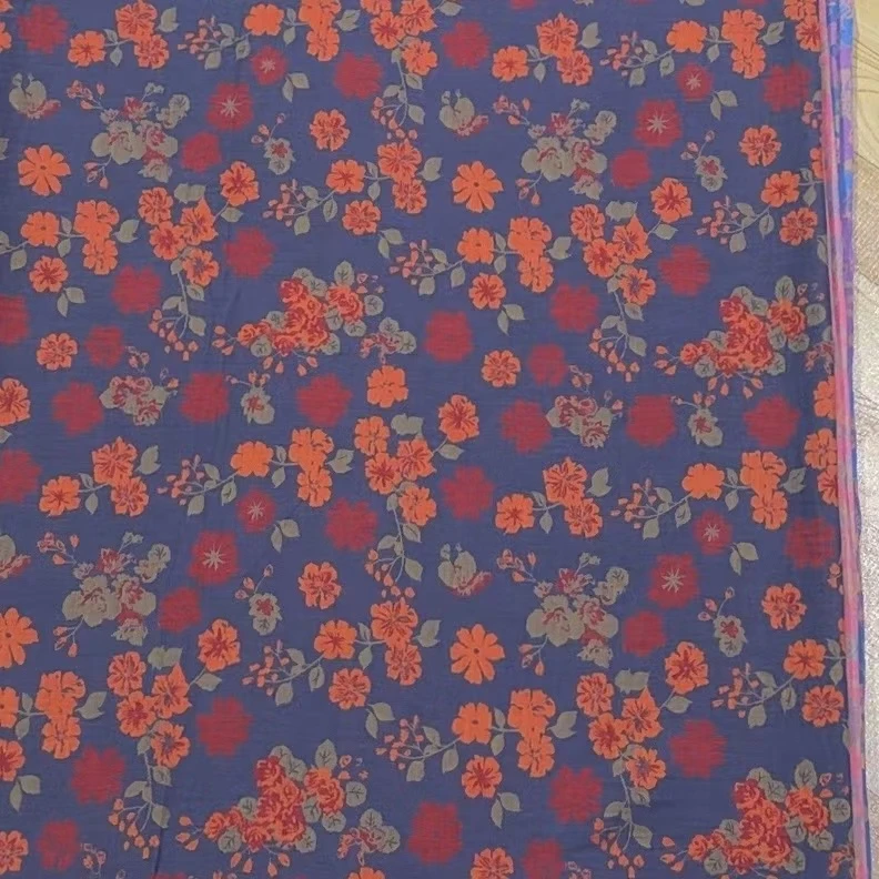 春意盎然 橘灰 2.5米 纯棉双层纱面料 幅宽2.55米 双面提花布头