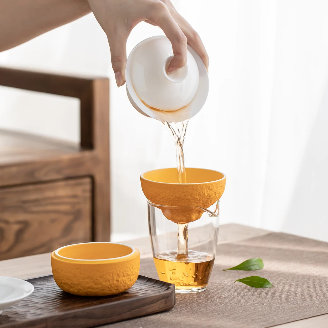 霞山简舍 橘子茶漏茶滤茶渣过滤器沥茶器茶隔过滤网泡茶茶具配件