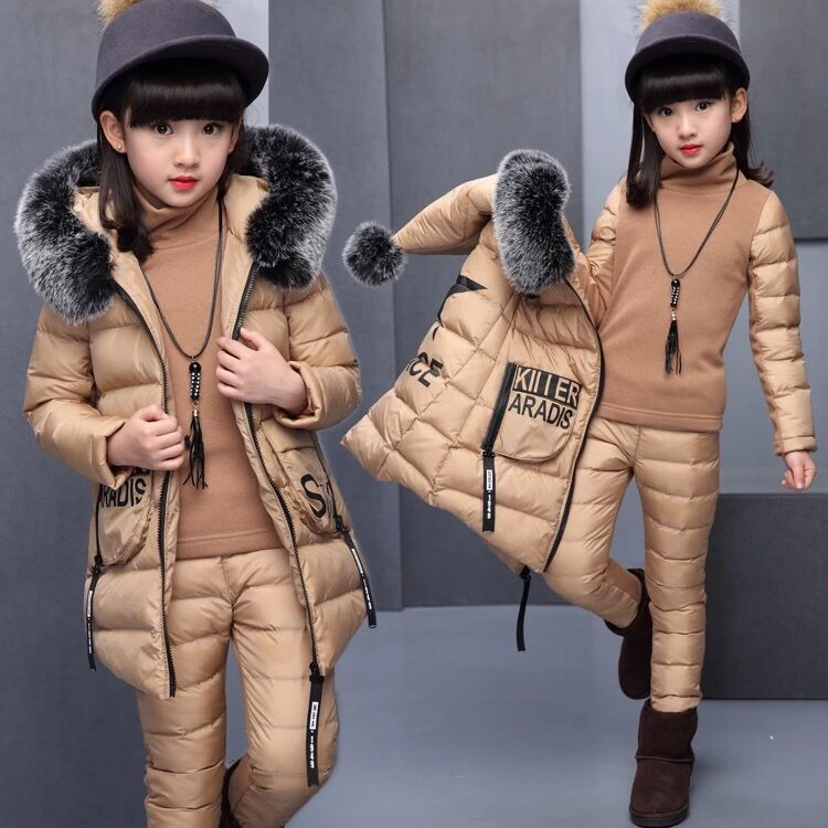 秋冬爆款女童冬装套装2023新款韩版儿童加厚三件套中大童小女孩洋