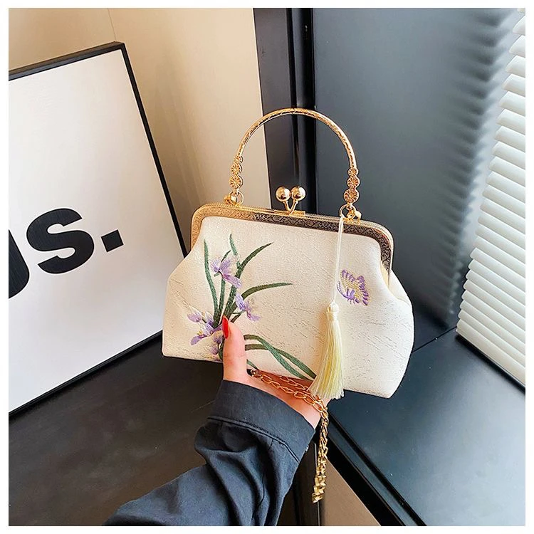 【刺绣兰花】新中式国风旗袍马面裙搭配手提斜挎包A479时尚百搭复古