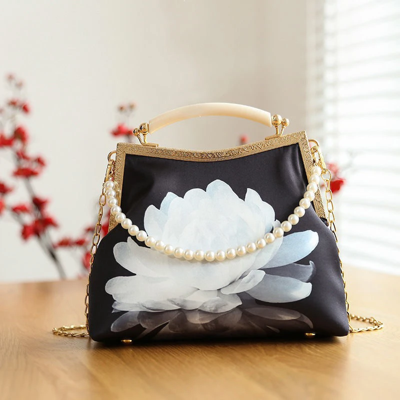 【夜昙】新中式国风旗袍马面裙搭配复古斜挎肩包国风刺绣包包A419