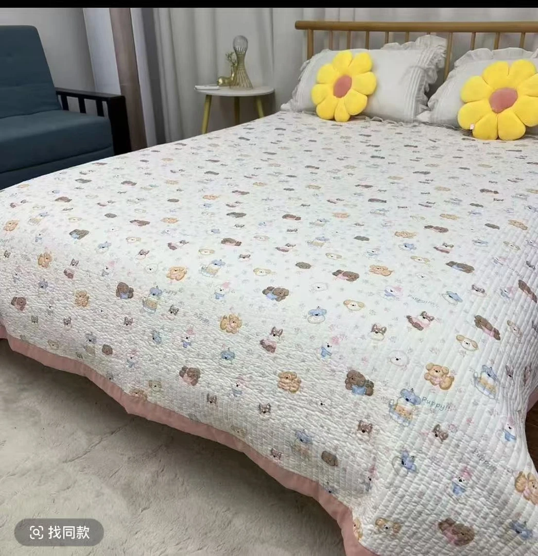 【萌萌小狗】200×230A类水洗棉床盖加大加厚双面亲肤柔软