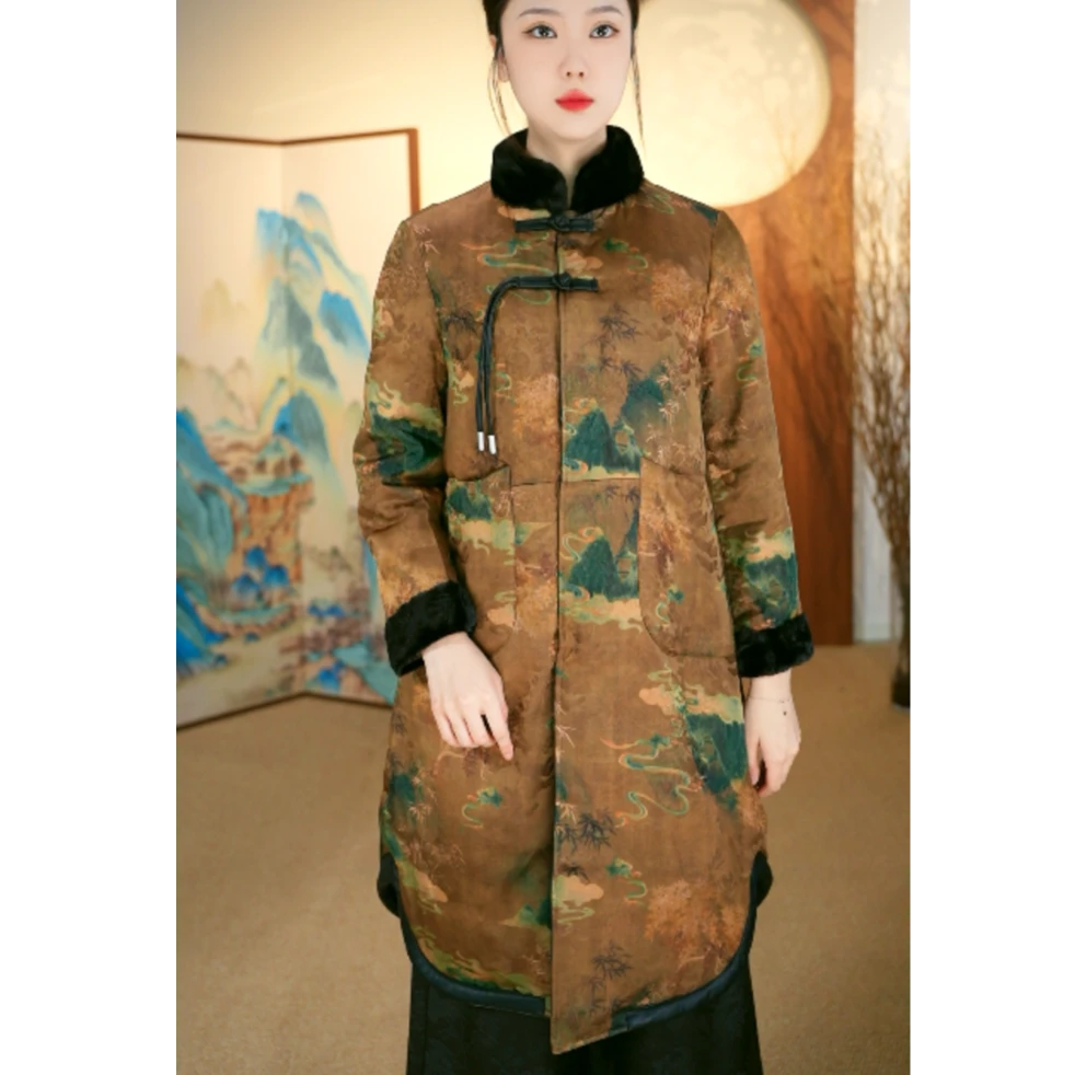 【锦绣山河】复古中式鸭绒服立领气质秋冬保暖宽松版外套