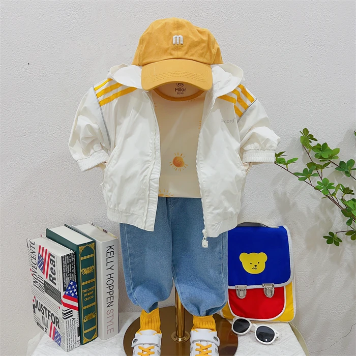 9713米乐熊男女宝宝梭织外套春秋儿童童装新款纯色春秋季