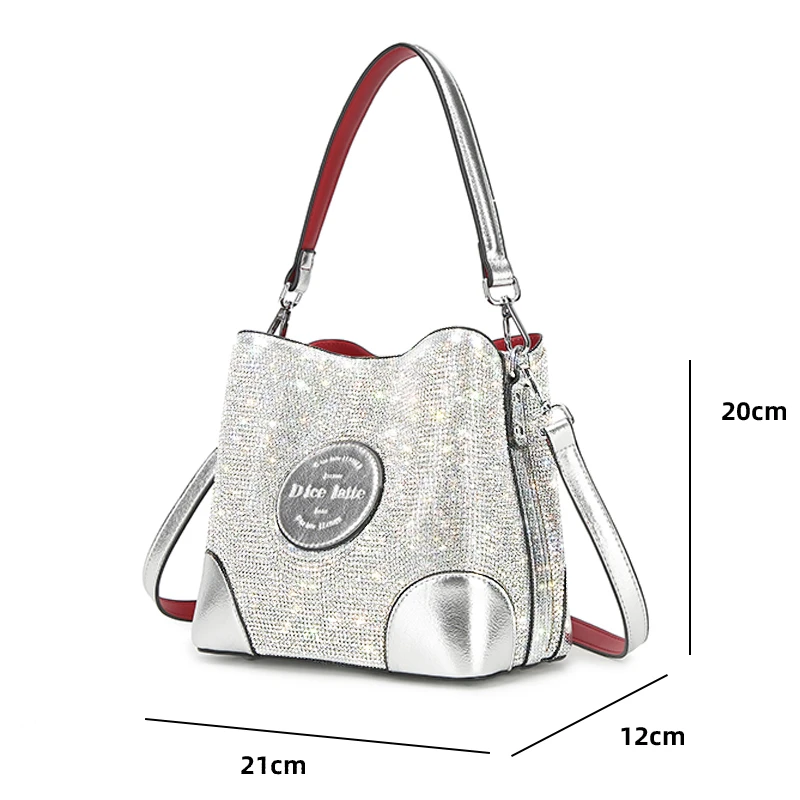 迪.艾蔻满钻高级水桶包单肩手提包斜跨女包气质时尚百搭女士包