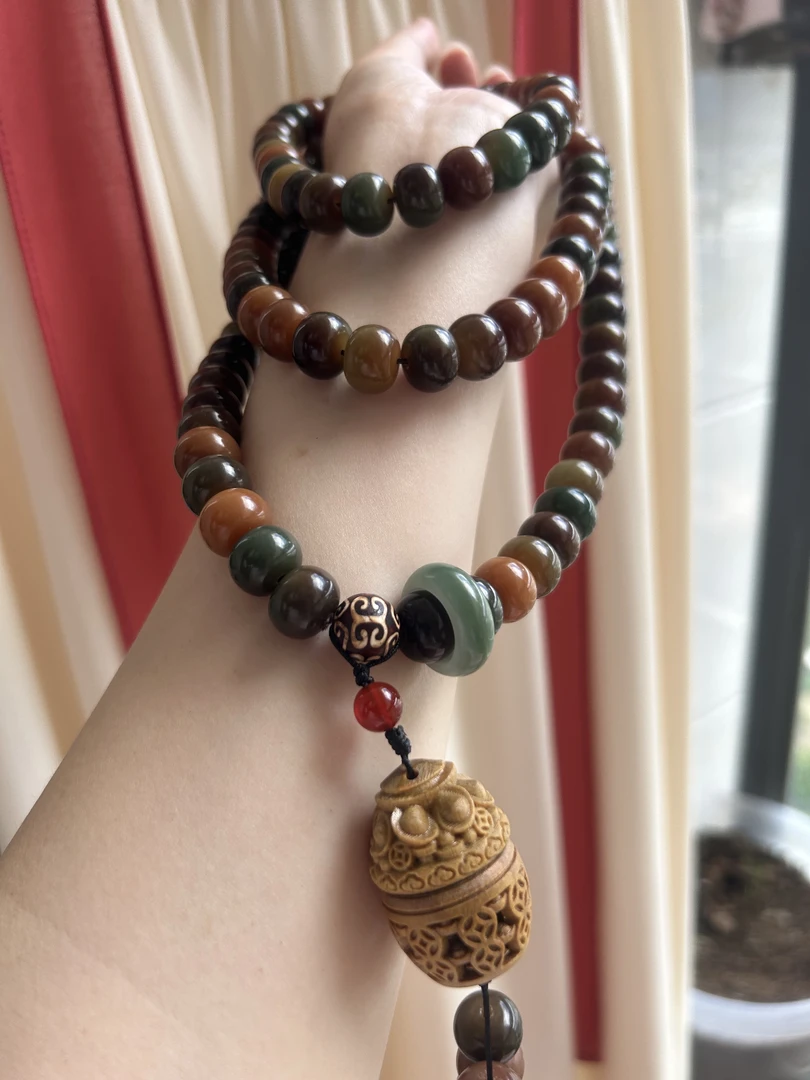 【敦煌飞天之聚宝盆9x12mm108】菩提风化菩提手串念珠108