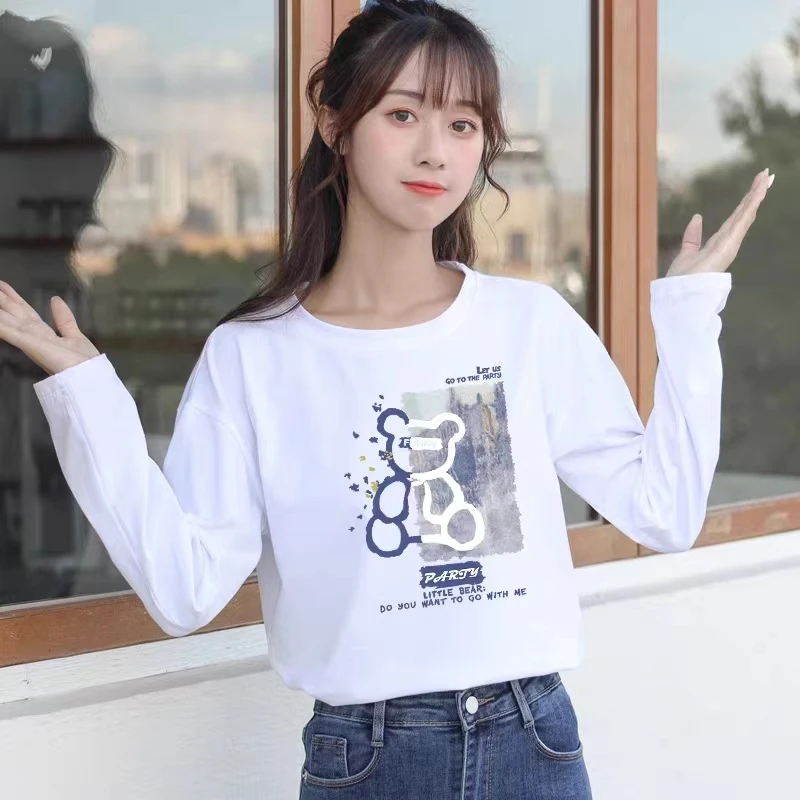 长袖棉T情侣春秋潮流印花圆领时尚休闲动漫简约日系百搭常规韩版