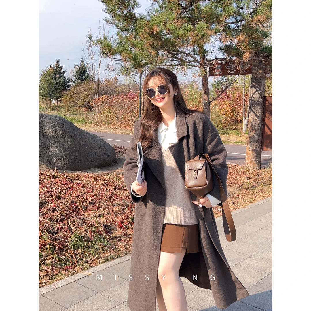 应小姐【北岛冬日】微胖大码韩版显瘦休闲风百搭羊毛双面呢大衣外套