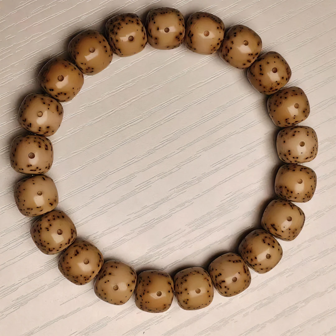 星月菩提手串 原生态同枝果 贯穿留白 月朗星稀 鸡油黄走色一致