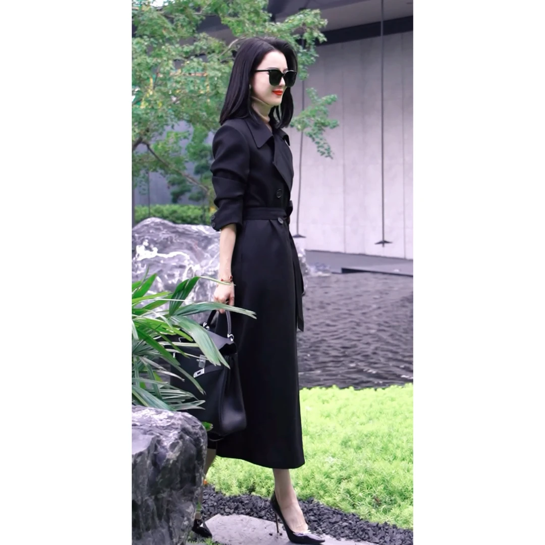 依一品 斜襟四粒扣系带风衣28028