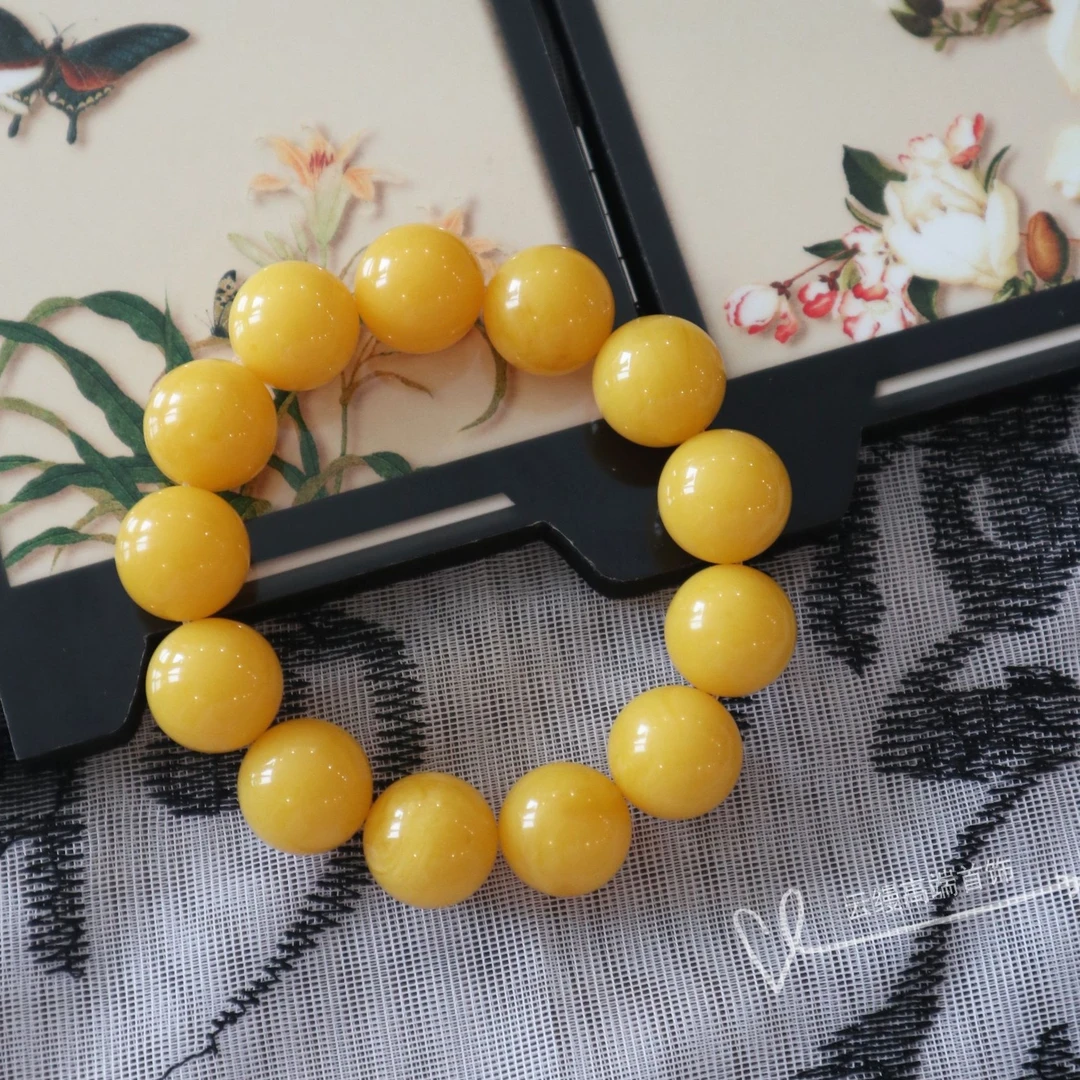 W035古巴新蜜   纯色圆珠手串17mm