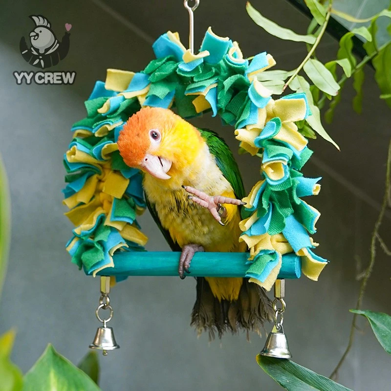 鹦鹉布艺秋千玩具啃咬磨爪站杆铃铛挂件牡丹玄凤鸟笼造景