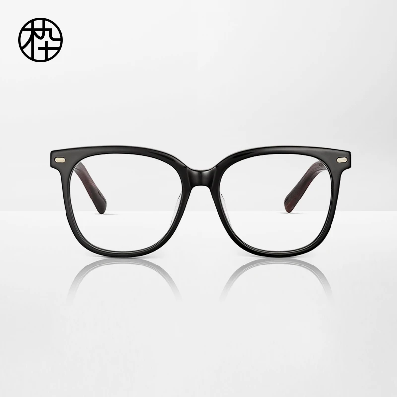MUJOSH/木九十圆环造型木质镜腿板材大框黑框眼镜框MJ101FH004
