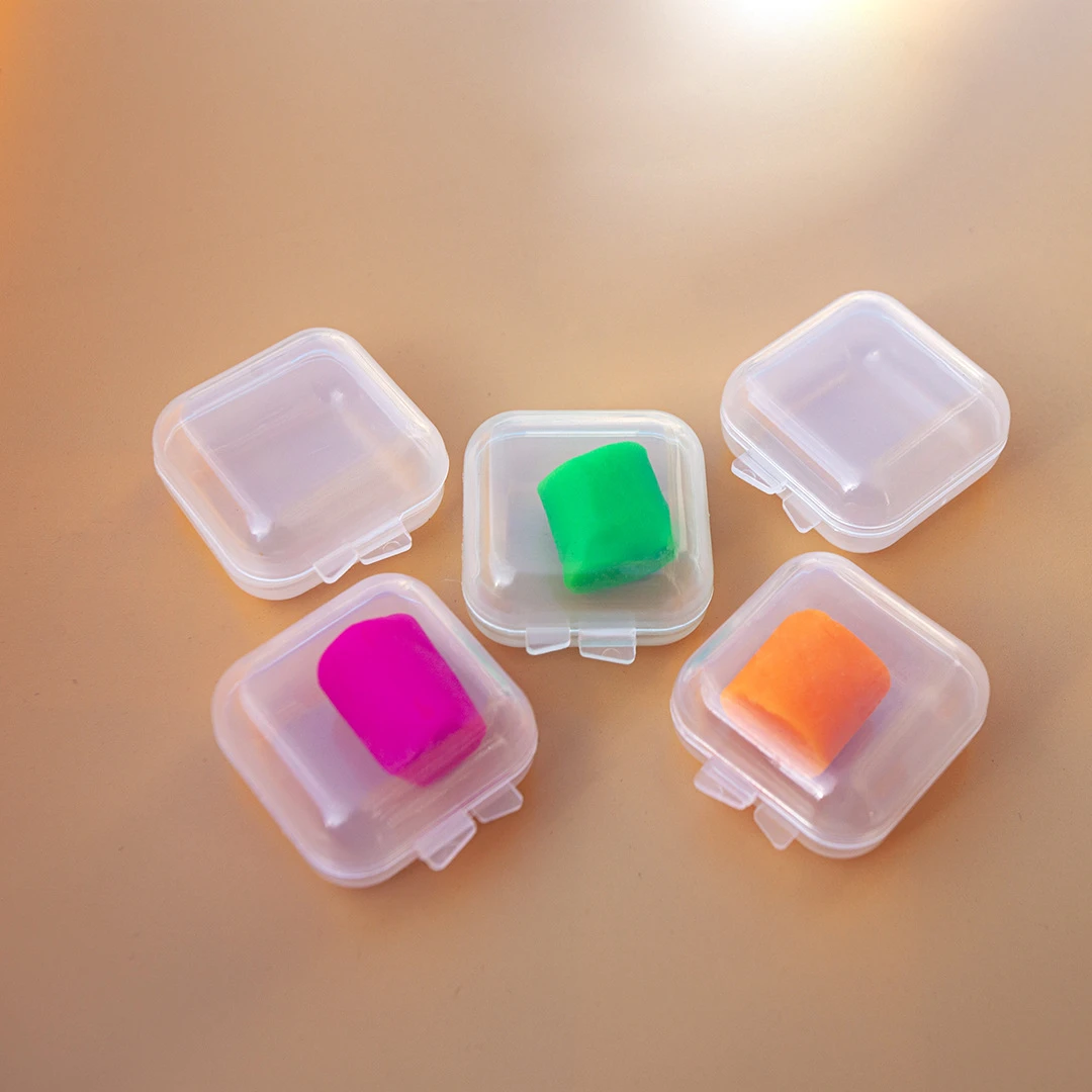 盒连盖迷你防噪音透明塑料笔尖收纳耳塞盒迷你小盒小胶饰品迷你盒