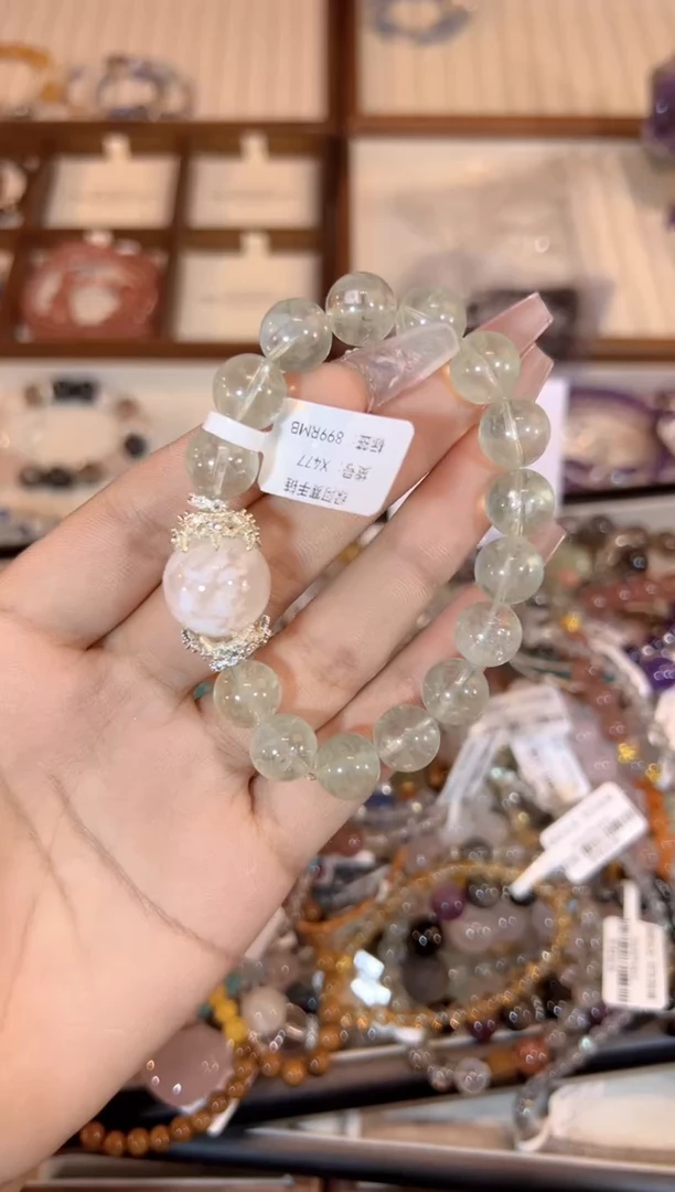 【闪购商品】水晶手链合金绿阿赛手链xx477