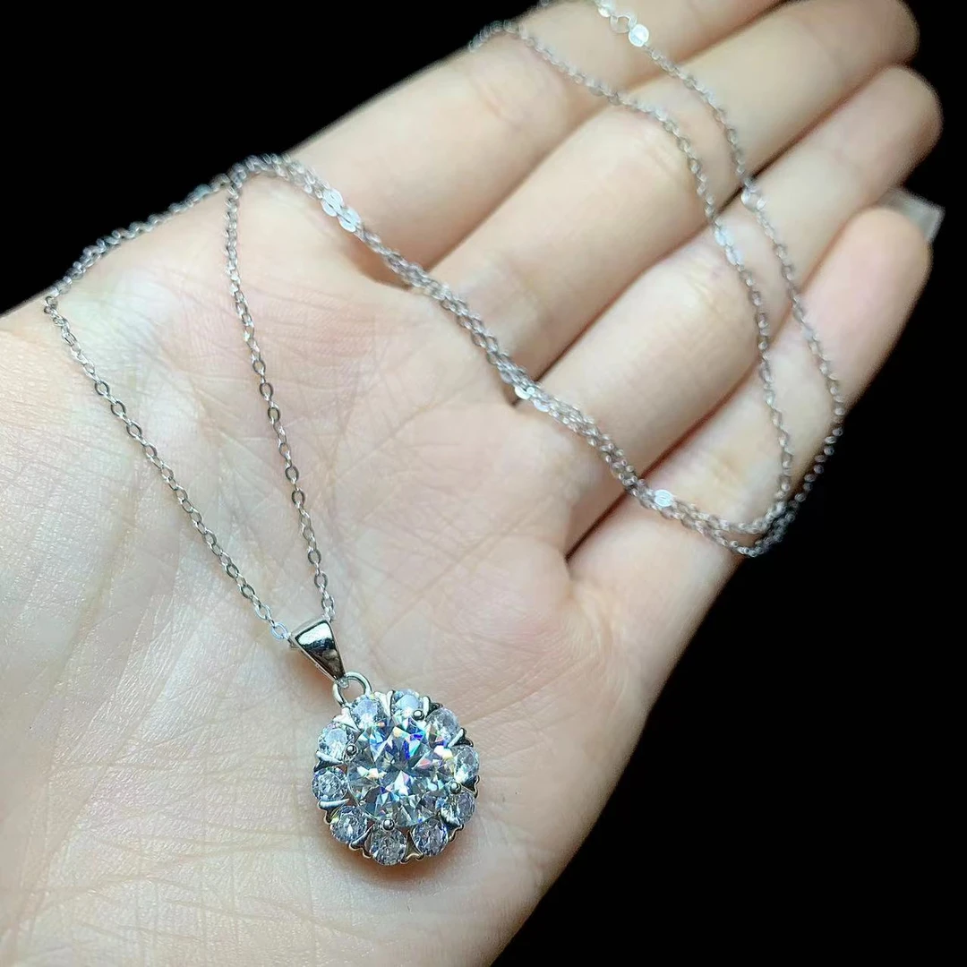 吊坠925银 【云上珠宝】S925银莫桑石吊坠-8.5mm-V30199-Y（商城）