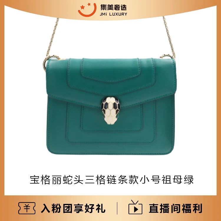95新 BVLGARI/宝格丽 蛇头小号绿色时尚包/20700/97新/AC9855