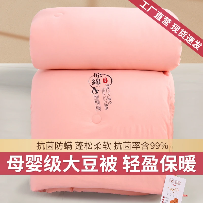 纯色大豆被春秋被芯冬天加厚保暖棉被褥单双人学生宿舍四季通用