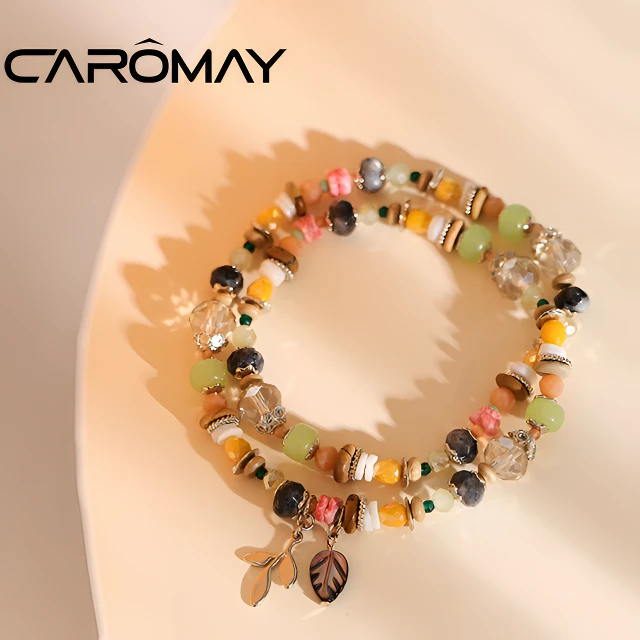 铜合金贝壳手链 彩色多宝双圈时尚复古手链小众气质轻奢女款手串