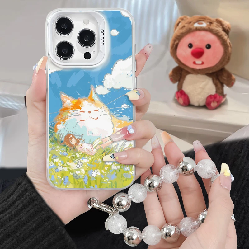 橘猫女孩适用苹果16iPhone15华为OPPOvivo小米手机壳个性保护套