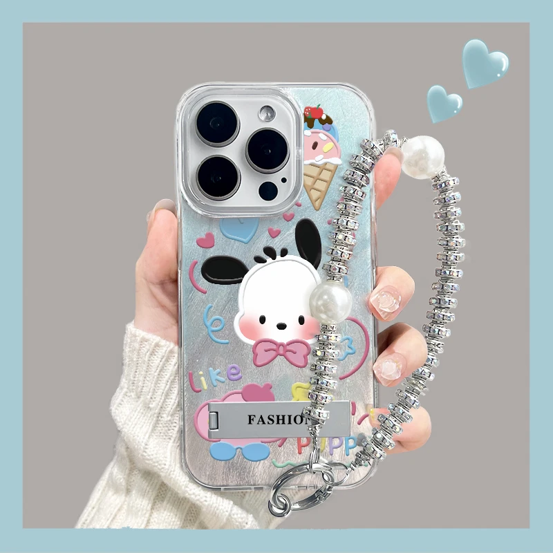 可爱帕恰狗适用苹果16iPhone15华为OPPOvivo小米羽纱支架手机壳