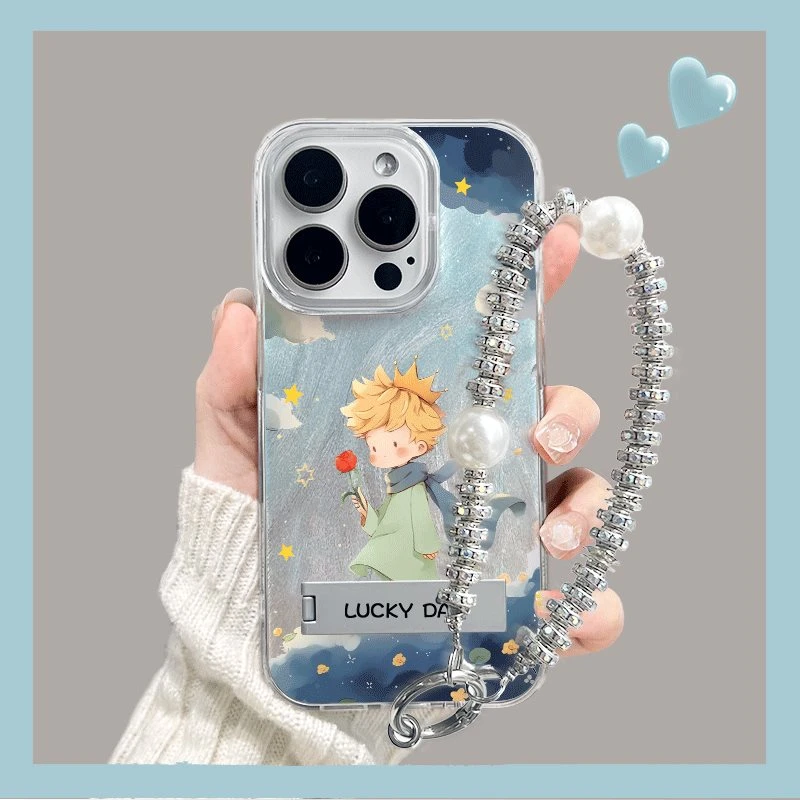 玫瑰小王子适用苹果16iPhone15华为OPPOvivo小米羽纱支架手机壳