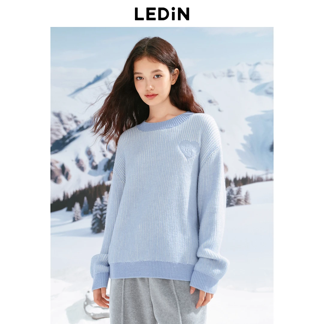 乐町拼色圆领线套衫1801