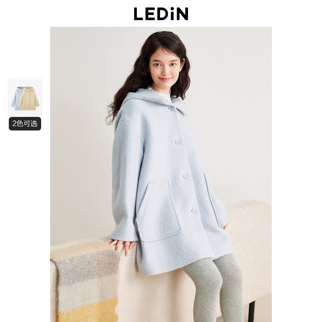 乐町一手长宽松连帽大衣1759