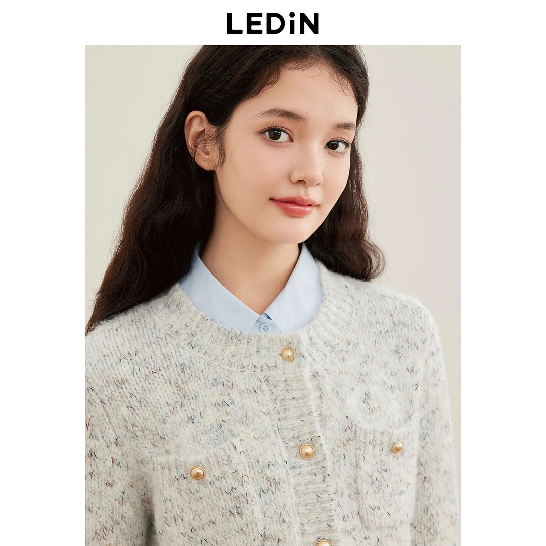 乐町圆领线开衫毛衣1810