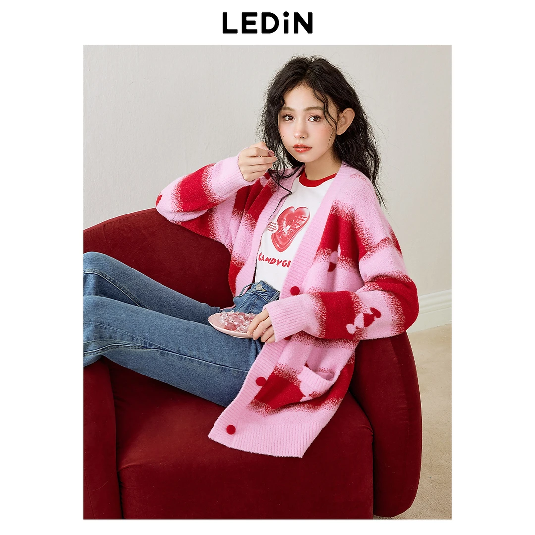 乐町条纹糖果线开衫